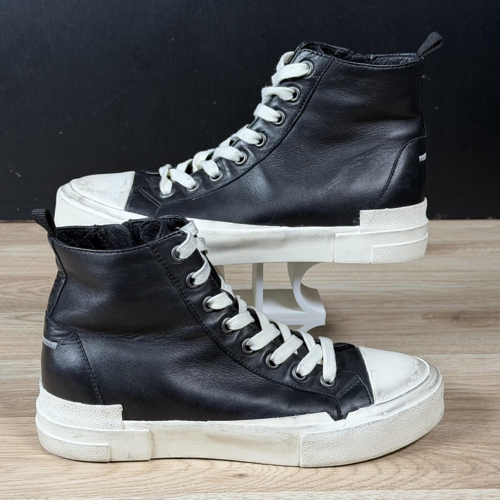 ASH Ghibly Bis Sneakers Womens Size 8.5 9 Black White High Top Leather Side Zip